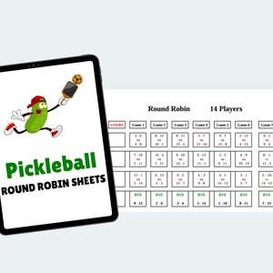 Pickleball Round Robin-ark: Upp till 35 spelare (digital nedladdning)