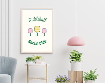 Pickleball Social Club Art Print: Trendy Preppy Wall Decor (Digital Printable)