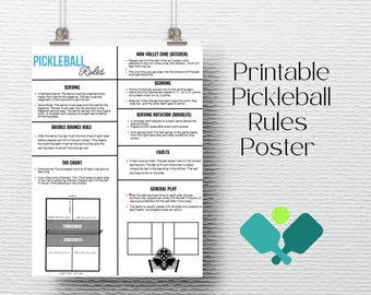 Pickleball Rules Printable Pickleball Rules Pickleball Instructions Poster Digital Download Pickleball Instructions Pickleball Print