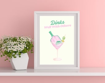 Trendy Pickleball Print: Preppy Sport Art (Digital Printable Poster)