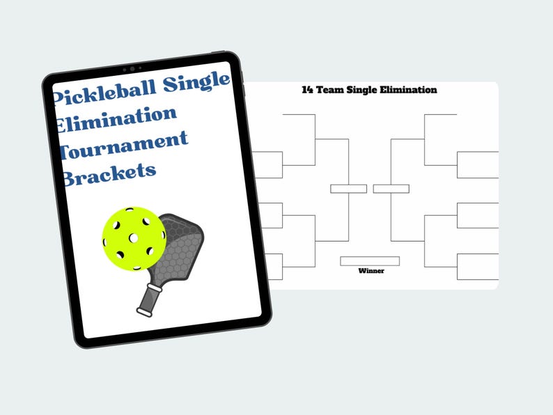 Pickleball Rackets Display Pickleball Tournament Bracket Printable: Team Play, Rules (digital ...