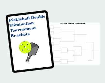 Drabinka turnieju pickleball: Podwójna eliminacja do druku (pobranie cyfrowe)