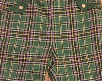Pantaloni da golf vintage a quadri, stile punk anni '70/'80, tartan verde, taglia 33W