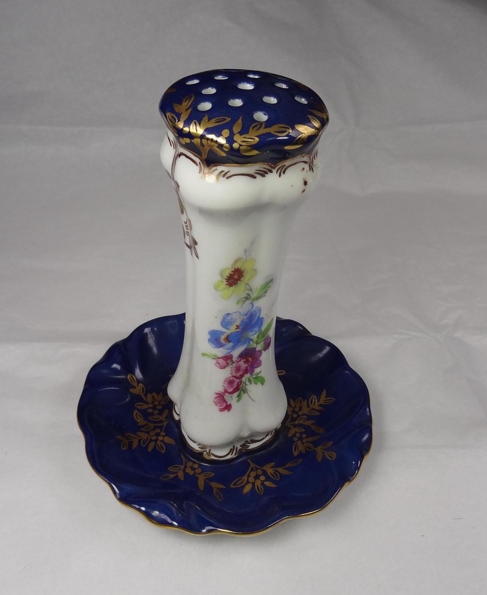 Vintage Limoges French Hat Pin Holder & Ring Tray Navy Floral Gold Porcelain W/ Limoge Hatpin Holder - Etsy main image 3