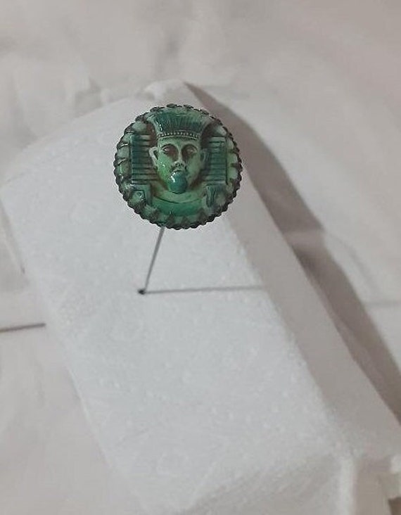 Jade Green Glass Jewel Egyptian Revival Pharaoh Ki
