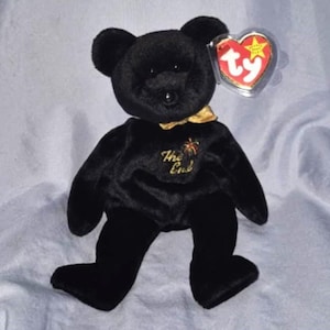 Ty Beanie Baby The End Black Bear 1999 With Ear Tag Errors