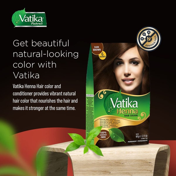 Dabur Vatika Henna Hair Color - Henna Hair Dye, Henna Hair Color and Conditioner, Zero Ammonia Henna for Strong and Shiny Hair