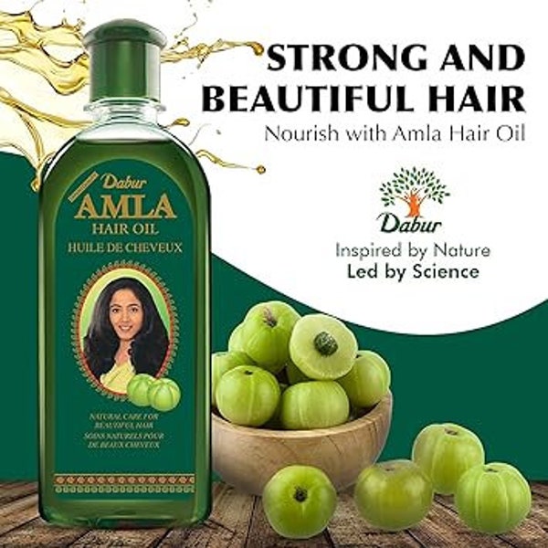 Dabur Amla Hair Oil-Amla, Amla Hair Oil, Amla Oil for Healthy Hair, Moisturized Scalp, Indian Hair Oil for Men and Women, Bio Oil for Hair