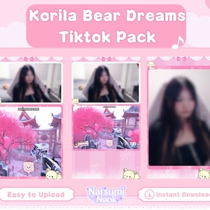Korila Bear Dreams TikTok Stream Overlay Package | Pink Cute | Kawaii Aesthetic | Animated Vertical Overlay | Tiktok Live | Phone Stream
