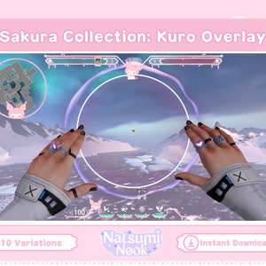 Sakura Kuro Valorant Overlay | HUD Customizable Valorant Game | Cute Stream Overlay Twitch OBS YouTube | Valorant Emotes | Cherry Blossom