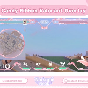 Candy Ribbon Valorant Overlay | HUD Customizable Valorant Game | Cute Stream Overlay Twitch   | Valorant Emotes | Valorant Clove | Valorant