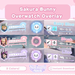 Pink Bunny Melody Sakura Overwatch Stream Overlay: Pink Mercy HUD (Digital Download)