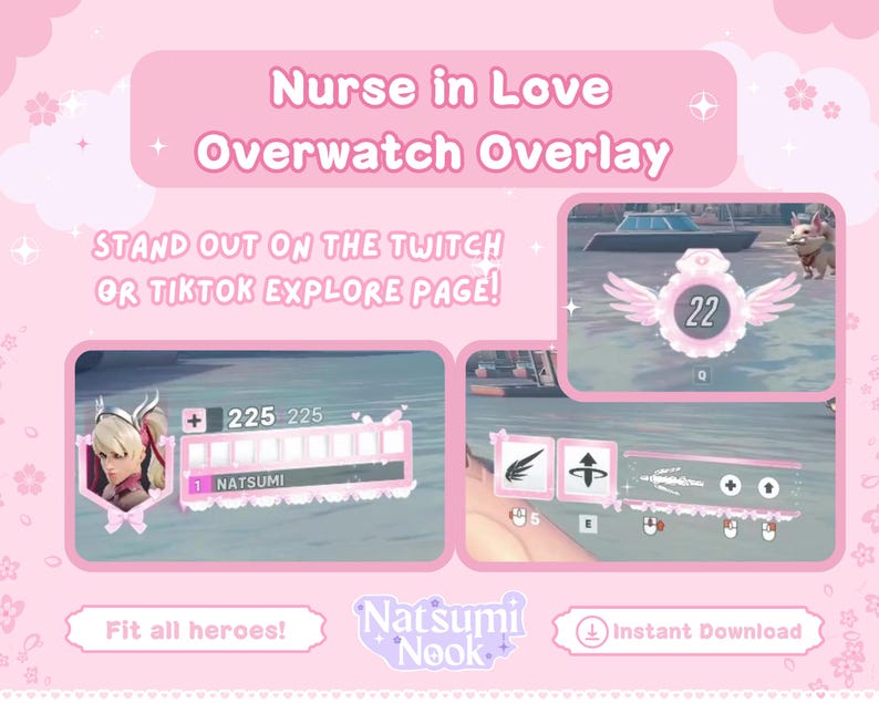 Nurse Mercy Overwatch Stream Overlay: Customizable HUD, Emotes (digital ...