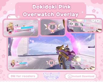 Dokidoki Pink Overwatch Stream Overlay: Customizable HUD (Digital Download)
