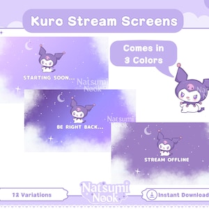 Kurochan Cloud Animated Purple Stream Overlay | Twitch Stream | Stream Screen | Stream Starting | Purple Cute Stream Overlay Twitch YouTube