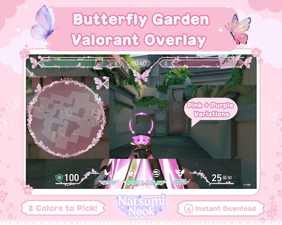 Butterfly Garden Valorant Stream Overlay: Customizable Twitch HUD (Digital Download)