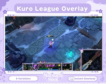 Kuro Purple League of Legends Game Overlay Stream | Kuro Bows Overlay | Twitch League | Purple Bunny Panels | Game Overlay | League Emote