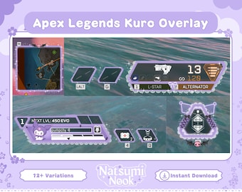 Superposición de transmisión de Apex Legends con encaje morado: Diseño de coqueta Kurochan (descarga digital)