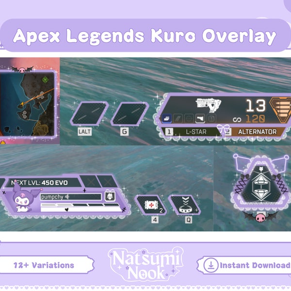 Kurochan Purple Lace Apex Overlay | Apex Legends Overlay Stream | Apex Legends Custom Health Bar Overlay | Stream Overlay | Coquette Stream