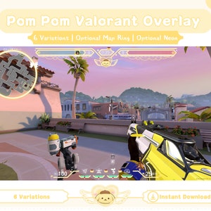 Pudding Valorant Overlay | HUD Customizable Valorant Game | Yellow Cute Stream Overlay Twitch OBS YouTube | Valorant Emotes | Killjoy | Sage
