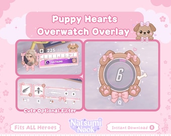 Puppy Heart Overwatch Stream Overlay | Cute Pink HUD (Digital Download)
