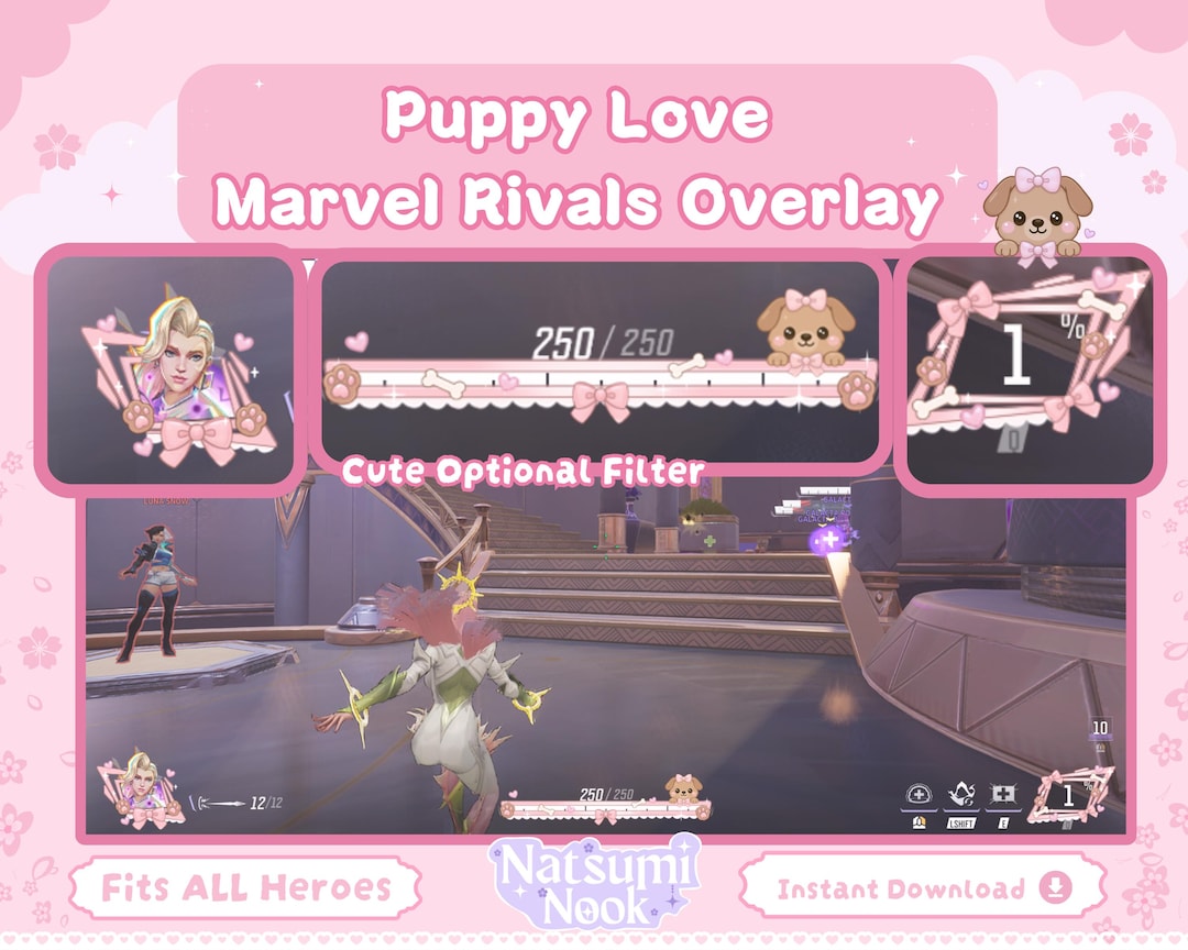 Marvel Rivals Hud Layout Puppy Love Marvel Rivals Overlay | HUD Customizable UI Game | Pink All ...
