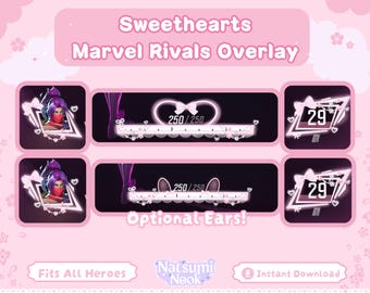 Sweethearts Bunny Marvel Rivals Overlay | Pink Stream HUD (Digital Download)
