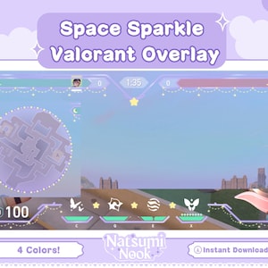 Space Sparkle Valorant Overlay | HUD Customizable Valorant Game | Purple Cute Stream Overlay Twitch OBS YouTube | Valorant Emotes