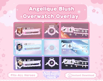 Angelique Blush OW Stream Overlay: Customizable HUD, Emotes (Digital Download 3-Pack)