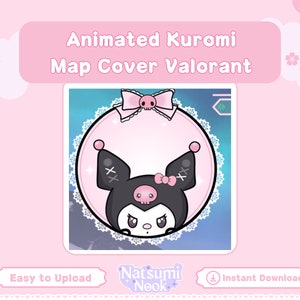 Portada del mapa de Valorant con Kurochan animado / Superposición de transmisión de luna morada / Transmisión de Twitch / Pantalla de transmisión / Portada del mapa / Superposición de transmisión Twitch Lace
