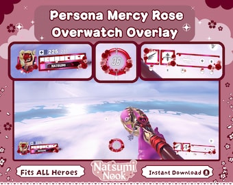 Mercy Roses Overwatch Stream Overlay | Pink Gaming HUD (Digital Download)