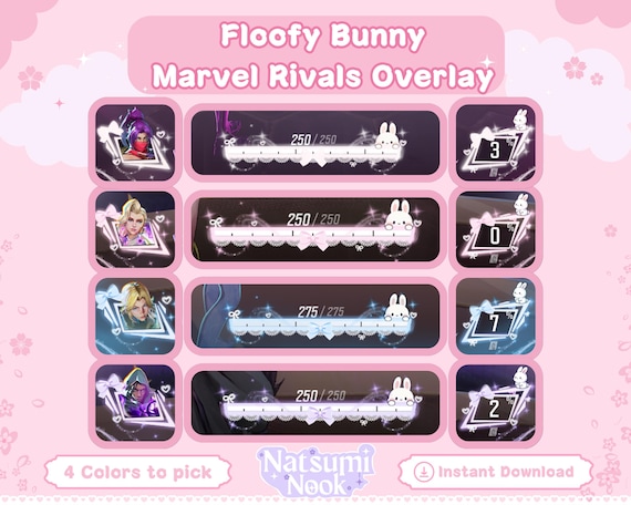 Floofy Bunny Marvel Rivals Stream Overlay | Twitch, YouTube (Digital Download)