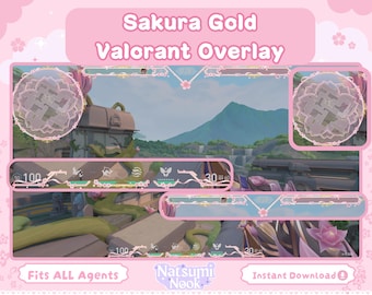 Sakura Gold Valorant Stream Overlay: Customizable HUD (Digital Download)