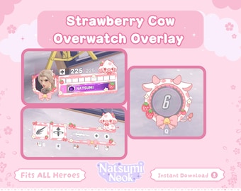 Strawberry Cow: Overwatch Stream Overlay or HUDSight in-Game Overlay (Digital Download)