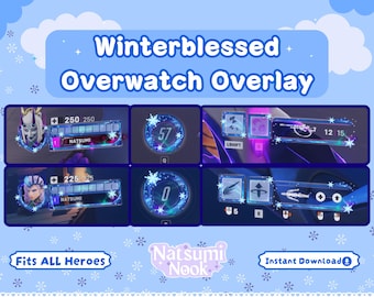 Winterblessed Ana + Mercy Overwatch Stream Overlay: Aurora Winter Lights Overlay HUD (Digital Download)