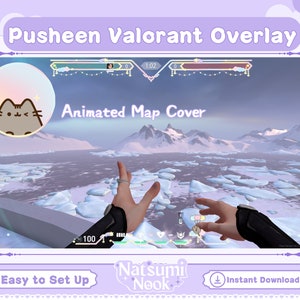 Push Kitty Cat Pastel Valorant Overlay | HUD Customizable Valorant Game | Pink Cat Cute Stream Overlay Twitch YouTube | Valorant Emotes Sage