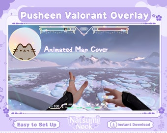 Push Kitty Cat Pastel Valorant Overlay | HUD Customizable Valorant Game | Pink Cat Cute Stream Overlay Twitch YouTube | Valorant Emotes Sage
