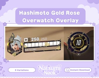 Gold Rose Kiriko Overwatch Stream Overlay: Customizable HUD (Digital Download)