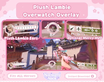 Plush Lamb Overwatch Stream Overlay | Cute Pink Mercy HUD (Digital Download)