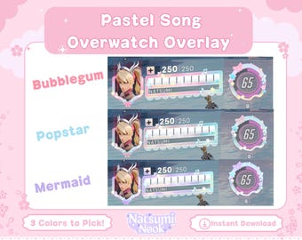 Pastel Popstar Overwatch Stream Overlay 3-Pack: Customizable Gaming HUD (Digital Download)