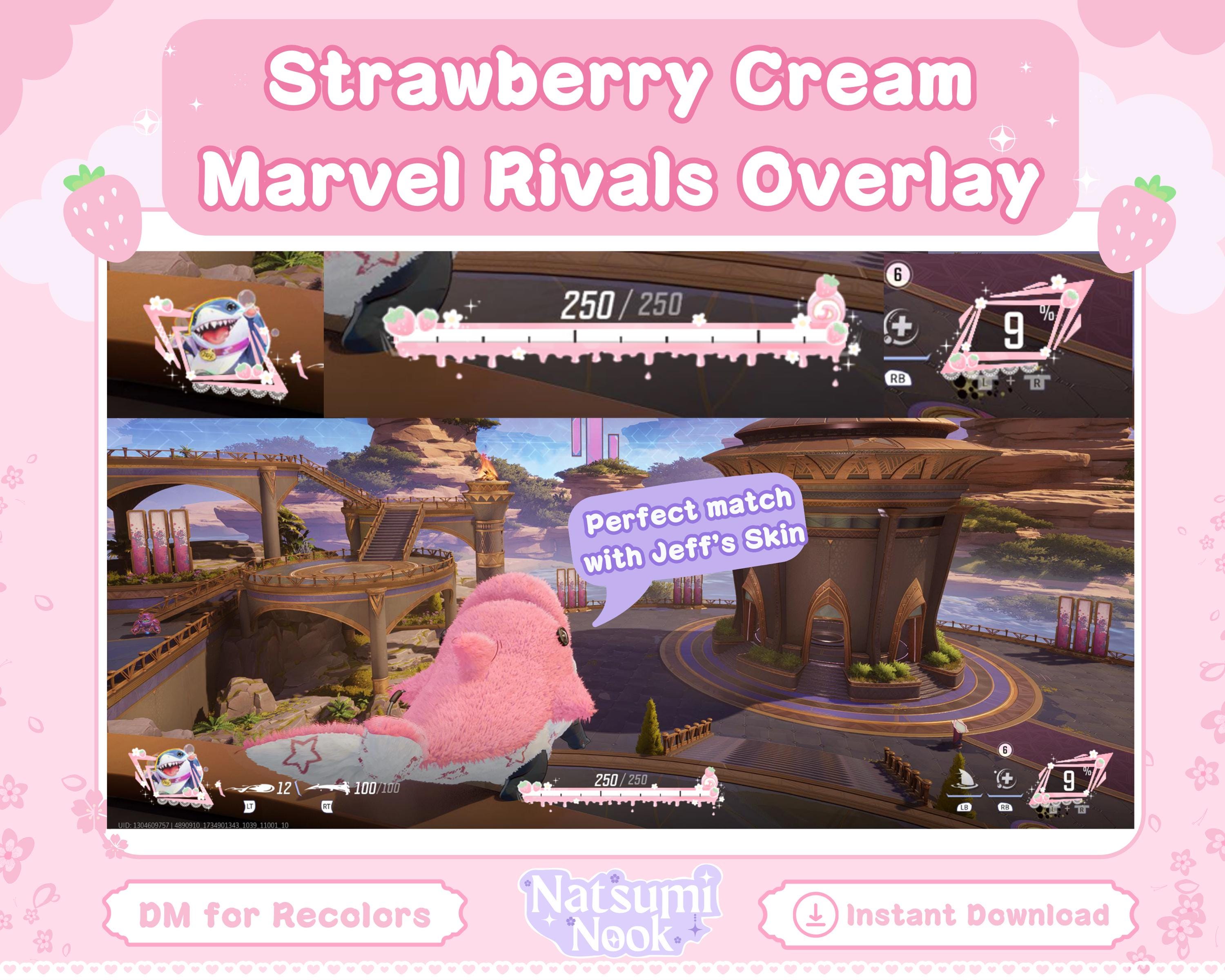 Strawberry Cream Marvel Rivals Overlay | HUD Customizable Marvel Rivals Game | Lace All Heroes Stream Overlay Twitch | Overwatch Emotes