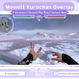 Moonlit Kurochan Valorant Overlay | HUD Customizable Valorant Game | Purple Cute Stream Overlay Twitch OBS YouTube | Valorant Emotes  | Sage