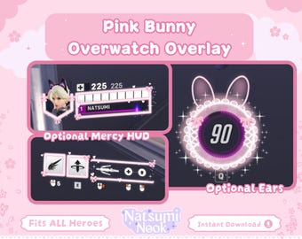 Pink Bunny Overwatch Stream Overlay: Mercy Wings HUD (digitale download)