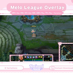 Melo Pink League of Legends Game Overlay for Stream | Melo Bows Overlay | Twitch League | Pink Purple Panels | Game Overlay | League Emote