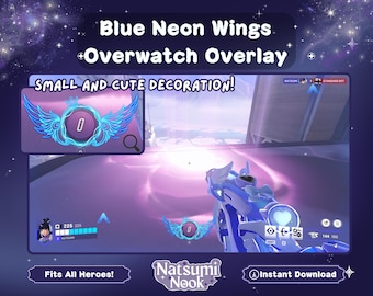 Blue Neon Wings Overwatch Stream Overlay: Customizable HUD (Digital Download