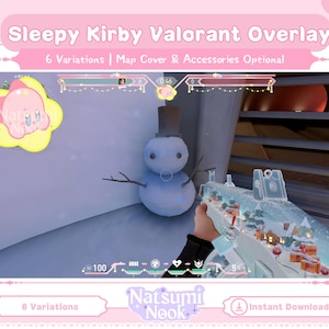 Sleepy Star Kirdy Valorant Overlay | HUD Customizable Valorant Game | Pink Star Cute Stream Overlay Twitch OBS YouTube | Valorant Emotes