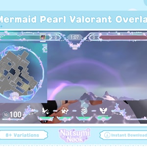 Superposición de Perla Sirena para Valorant / HUD personalizable para Valorant / Superposición de transmisión linda para Twitch OBS YouTube / Emotes de Valorant / Valorant Clove
