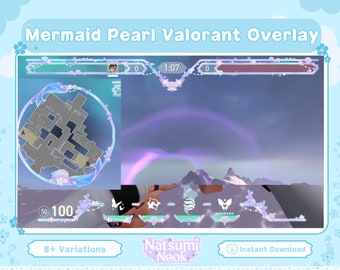 Mermaid Pearl Valorant Overlay | HUD Customizable Valorant Game | Cute Stream Overlay Twitch OBS YouTube | Valorant Emotes | Valorant Clove