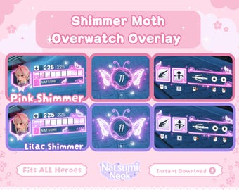 Shimmer Moth Overwatch Stream Overlay | Pink Mercy Wings HUD (Digital Download)