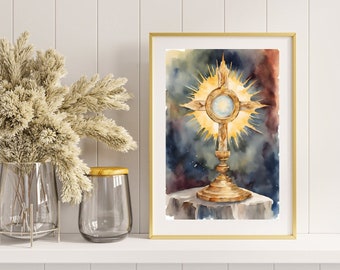 Monstrance Wall Art PRINTABLE, Catholic Wall Art, Eucharist Poster Print, Catholic Decor, Catholic Art Printable Poster Monstrance Poster